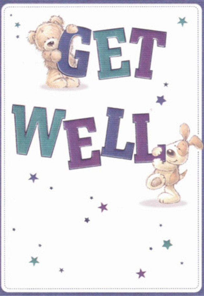 There's a quiet celebration of healing woven into this card's softly detailed design-a bear and puppy, rendered with plush, huggable forms, unite in a gesture of encouragement. Their joyous, rounded features reflect the neighbourly spirit of Isleworth, where a simple act of kindness can make all the difference. The central 'Get Well' message is boldly presented in graduated indigo and teal, evoking the colours often seen in spring floral bouquets and along the picturesque edges of Redlees Park. Dazzling stars in blue and purple drift around the playful figures, as if carrying good wishes from friends and family throughout Isleworth. The tufts of fur and gentle shading create a sense of touch so palpable you can almost feel the comfort in each illustration. The fresh, uncluttered background is reminiscent of a peaceful morning, the sort we cherish in Isleworth, when a bouquet's arrival means hope, recovery, and a connection to community. Every detail, from the colours to the contours, is imbued with the same nurturing care a skilled florist bestows upon a bespoke arrangement.